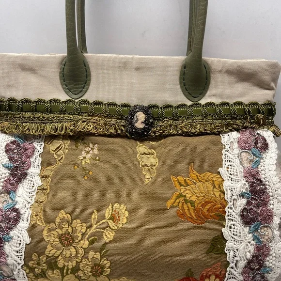 RARE VINTAGE handbag embroidered lace! Handmade, flowers, purse, shoulder bag - Picture 5 of 5